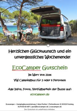 Ecocamper Gutschein - Campingbus mieten